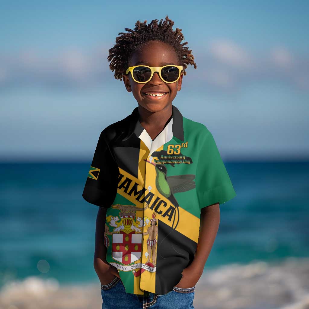 Happy Jumieka Independence Day Kid Hawaiian Shirt Coat Of Arms Flag Style