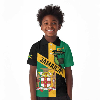 Happy Jumieka Independence Day Kid Polo Shirt Coat Of Arms Flag Style