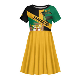 Happy Jumieka Independence Day Kid Short Sleeve Dress Coat Of Arms Flag Style
