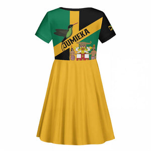 Happy Jumieka Independence Day Kid Short Sleeve Dress Coat Of Arms Flag Style