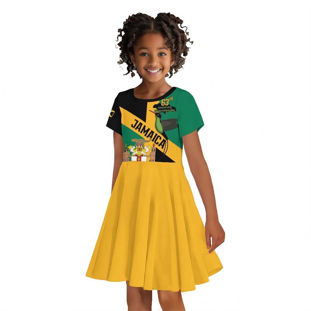 Happy Jumieka Independence Day Kid Short Sleeve Dress Coat Of Arms Flag Style
