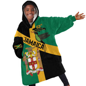 Happy Jumieka Independence Day Kid Wearable Blanket Hoodie Coat Of Arms Flag Style