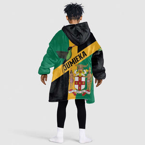 Happy Jumieka Independence Day Kid Wearable Blanket Hoodie Coat Of Arms Flag Style