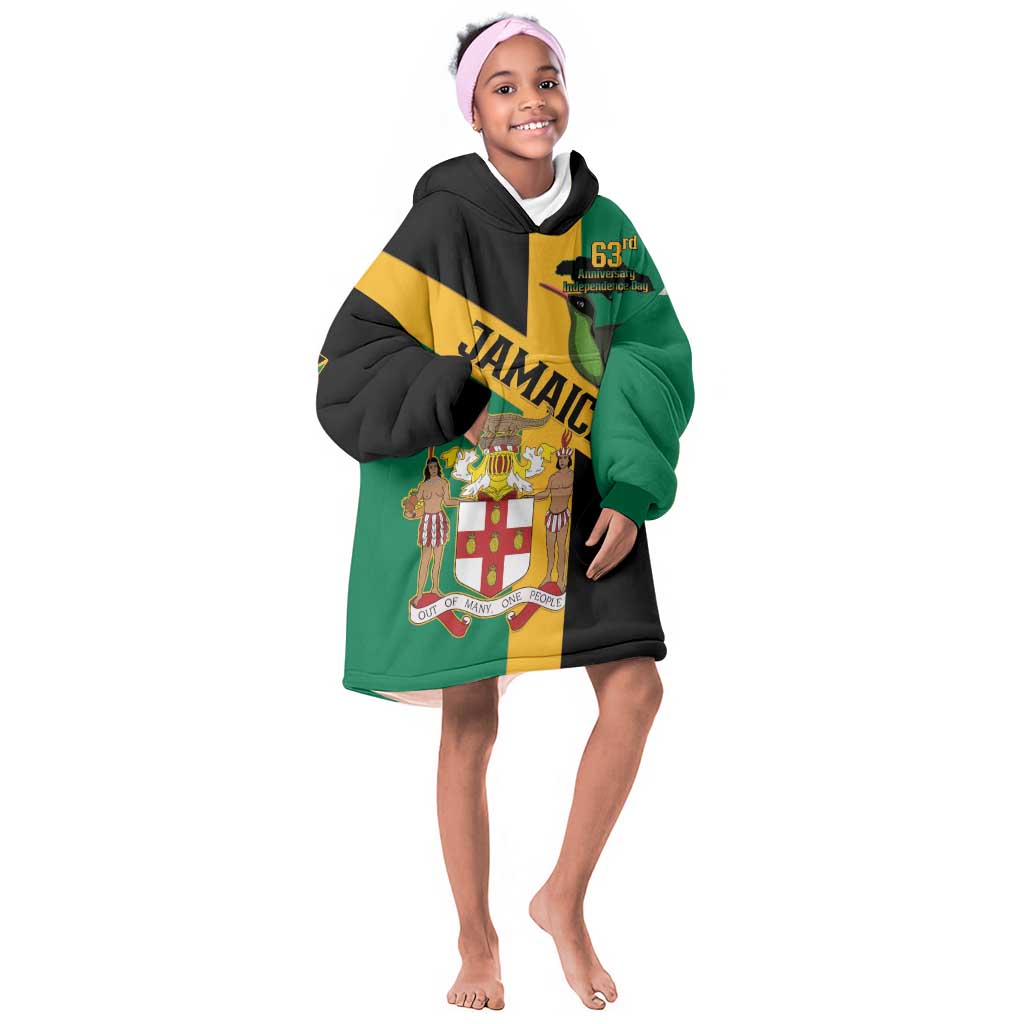 Happy Jumieka Independence Day Kid Wearable Blanket Hoodie Coat Of Arms Flag Style