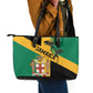 Happy Jumieka Independence Day Leather Tote Bag Coat Of Arms Flag Style