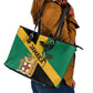 Happy Jumieka Independence Day Leather Tote Bag Coat Of Arms Flag Style