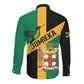 Happy Jumieka Independence Day Long Sleeve Button Shirt Coat Of Arms Flag Style