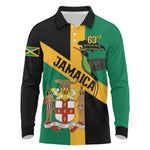 Happy Jumieka Independence Day Long Sleeve Polo Shirt Coat Of Arms Flag Style