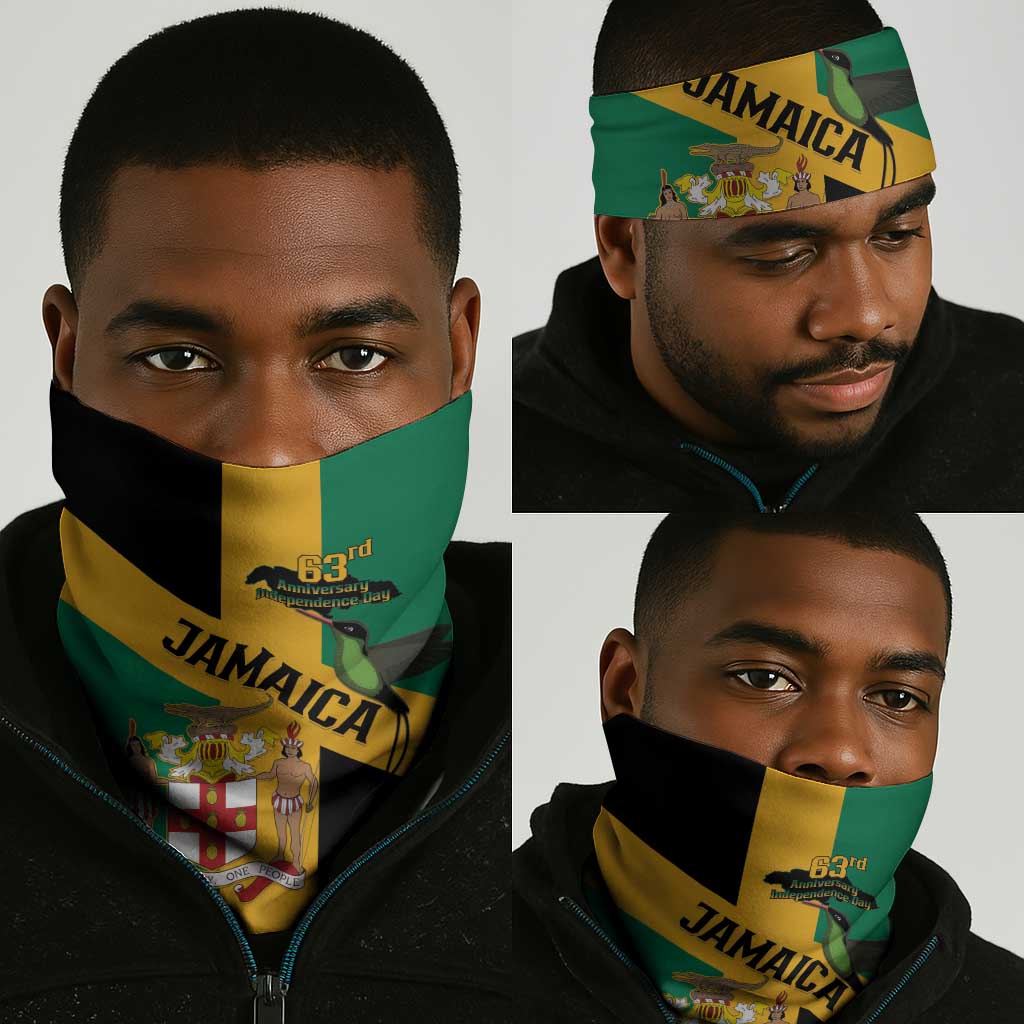 Happy Jumieka Independence Day Neck Gaiter Coat Of Arms Flag Style LT15