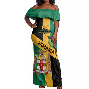 Happy Jumieka Independence Day Off Shoulder Maxi Dress Coat Of Arms Flag Style