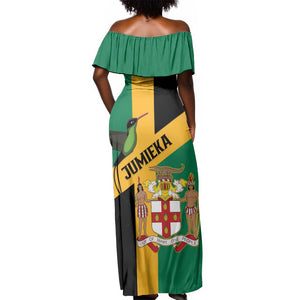 Happy Jumieka Independence Day Off Shoulder Maxi Dress Coat Of Arms Flag Style