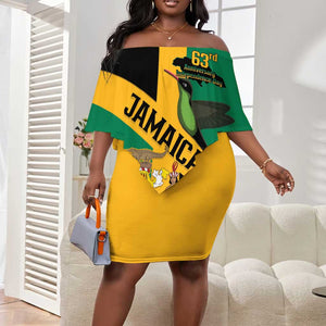 Happy Jumieka Independence Day Off Shoulder Short Dress Coat Of Arms Flag Style