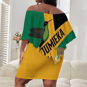 Happy Jumieka Independence Day Off Shoulder Short Dress Coat Of Arms Flag Style