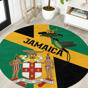 Happy Jumieka Independence Day Round Carpet Coat Of Arms Flag Style