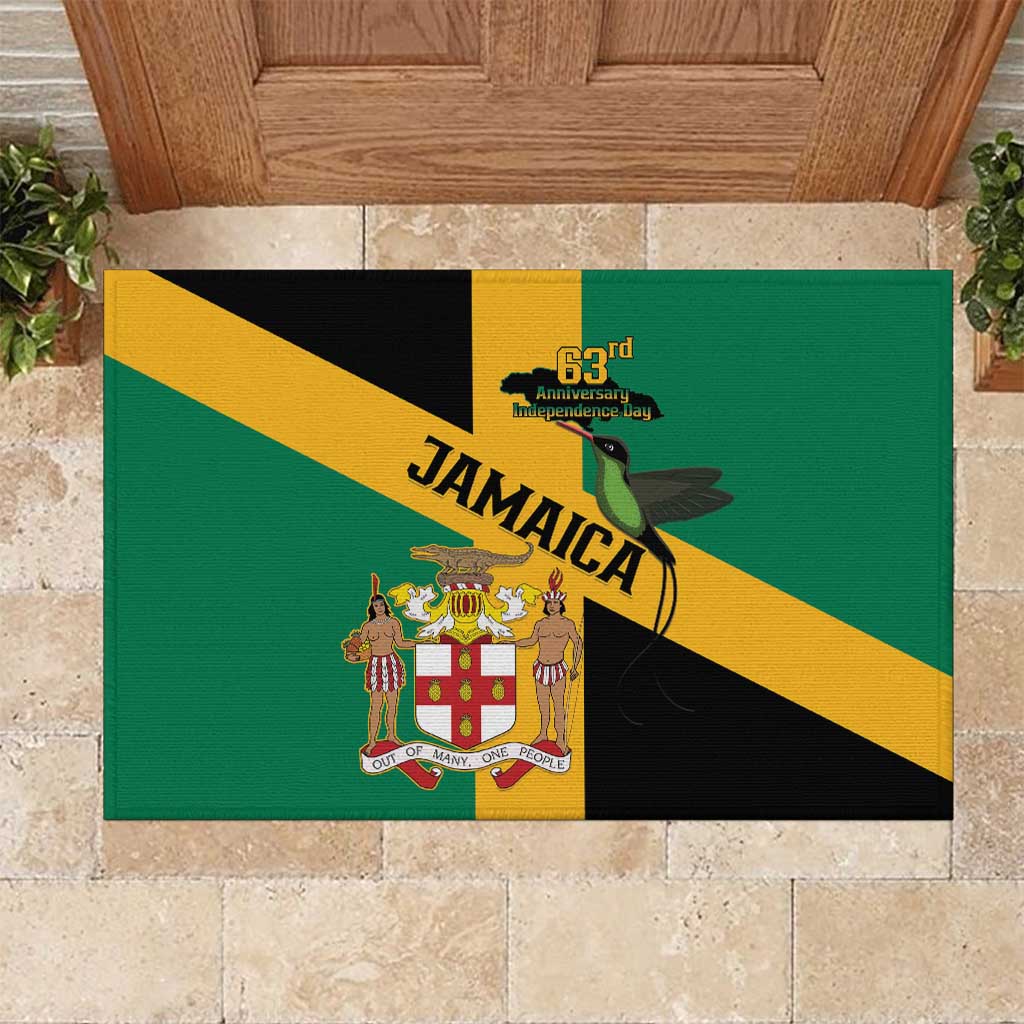 Happy Jumieka Independence Day Rubber Doormat Coat Of Arms Flag Style