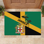 Happy Jumieka Independence Day Rubber Doormat Coat Of Arms Flag Style