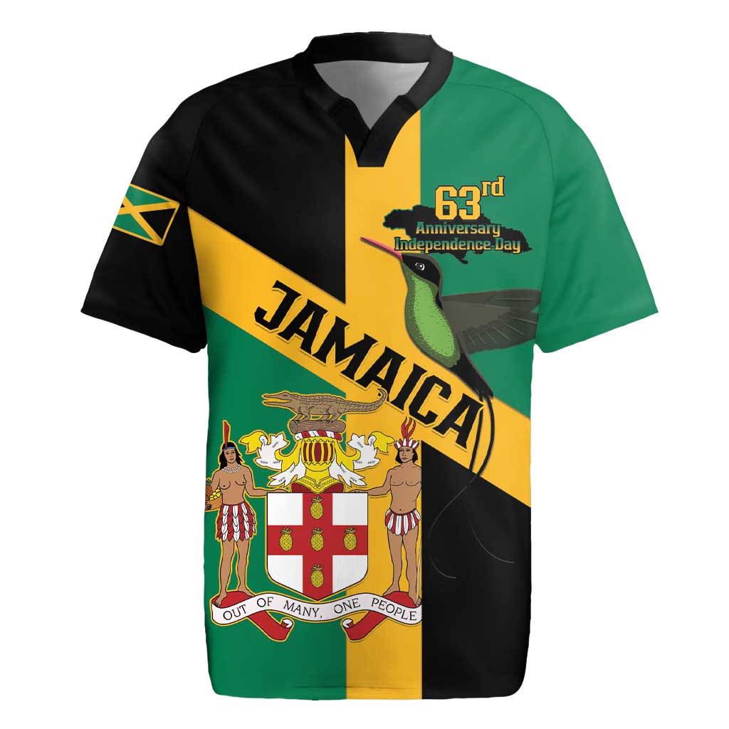 Happy Jumieka Independence Day Rugby Jersey Coat Of Arms Flag Style