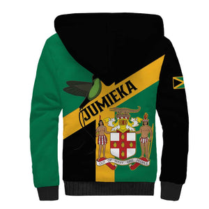 Happy Jumieka Independence Day Sherpa Hoodie Coat Of Arms Flag Style