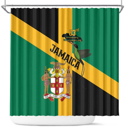 Happy Jumieka Independence Day Shower Curtain Coat Of Arms Flag Style
