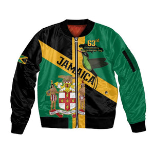 Happy Jumieka Independence Day Sleeve Zip Bomber Jacket Coat Of Arms Flag Style
