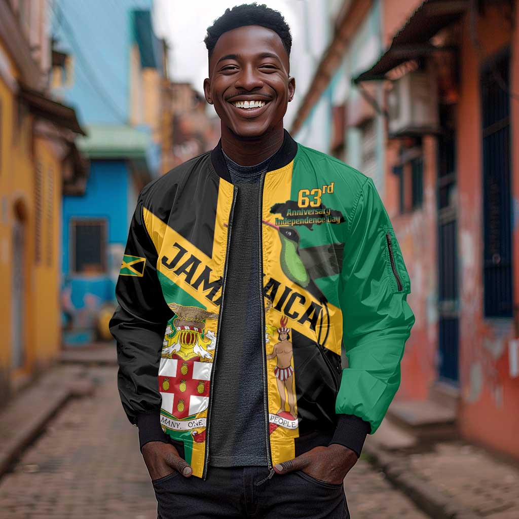 Happy Jumieka Independence Day Sleeve Zip Bomber Jacket Coat Of Arms Flag Style