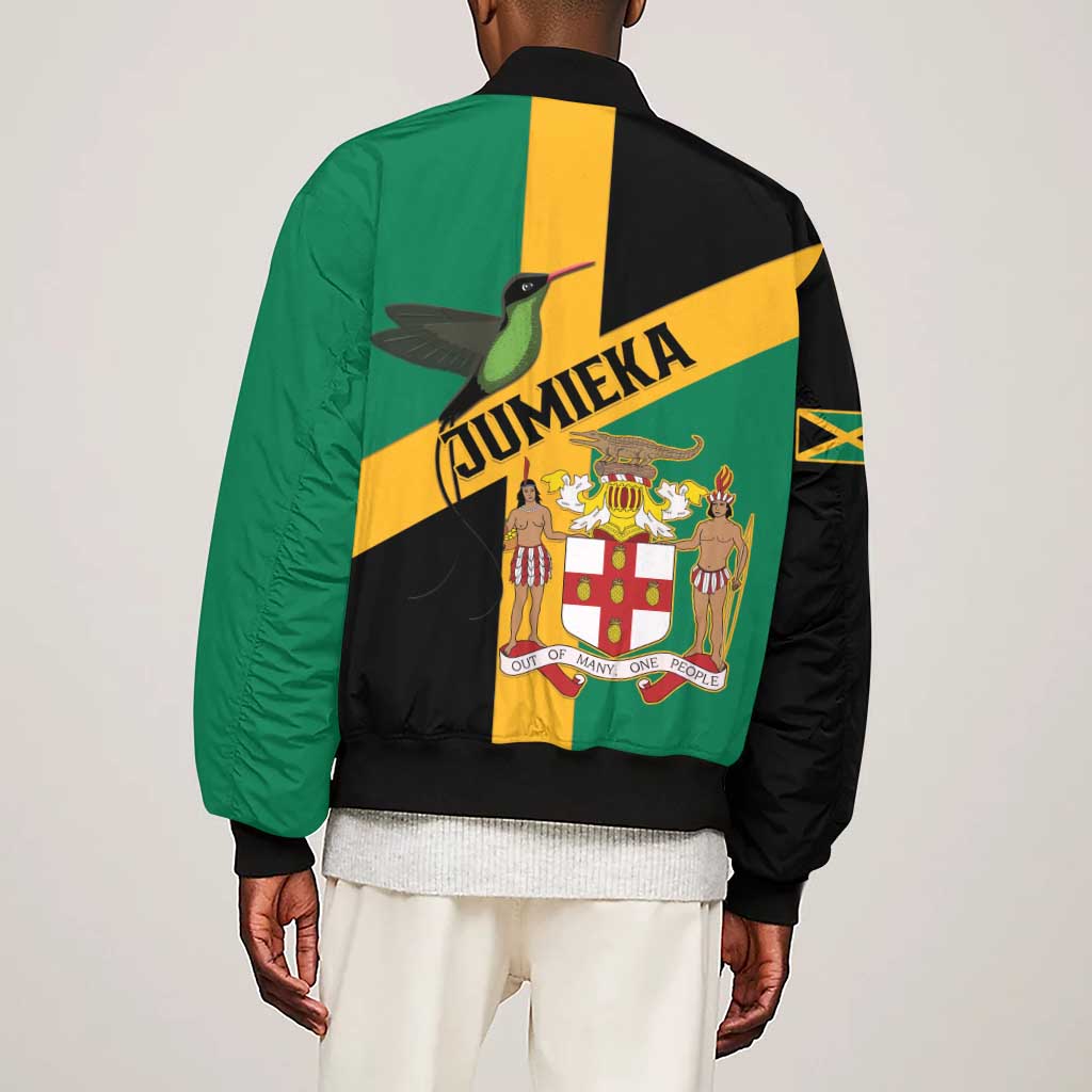 Happy Jumieka Independence Day Sleeve Zip Bomber Jacket Coat Of Arms Flag Style