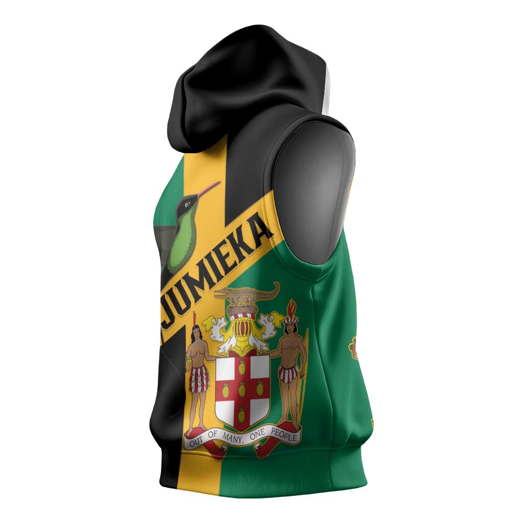 Happy Jumieka Independence Day Sleeveless Hoodie Coat Of Arms Flag Style - African Pride