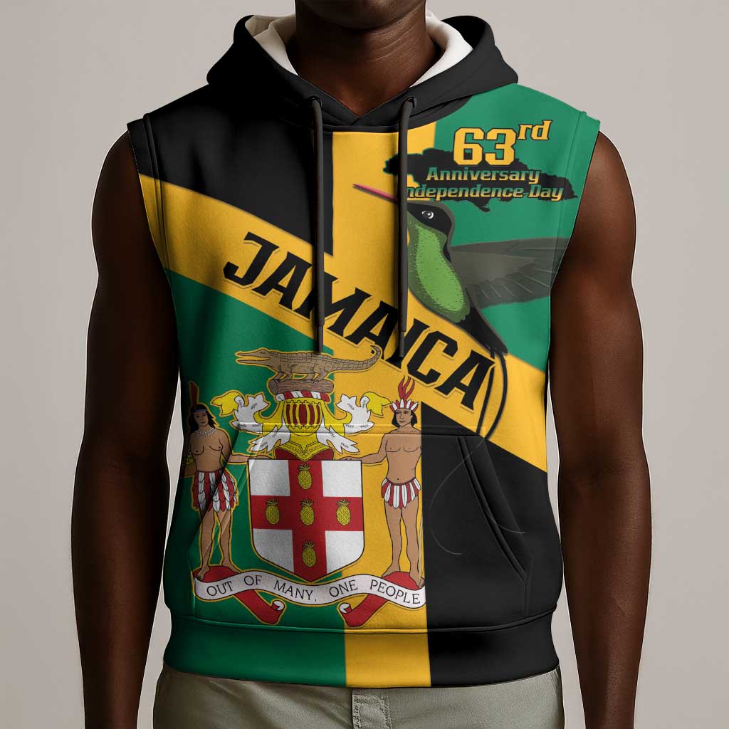 Happy Jumieka Independence Day Sleeveless Hoodie Coat Of Arms Flag Style - African Pride