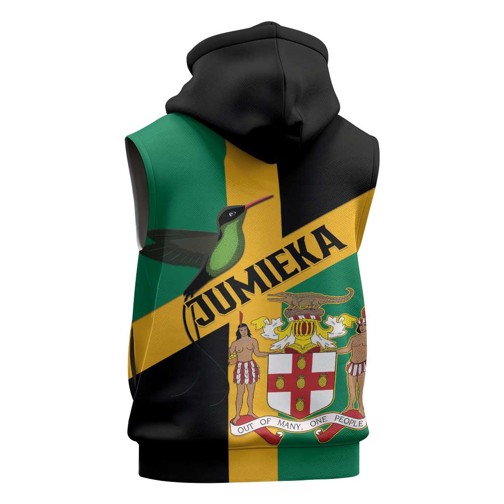 Happy Jumieka Independence Day Sleeveless Zip Hoodie Coat Of Arms Flag Style - African Pride