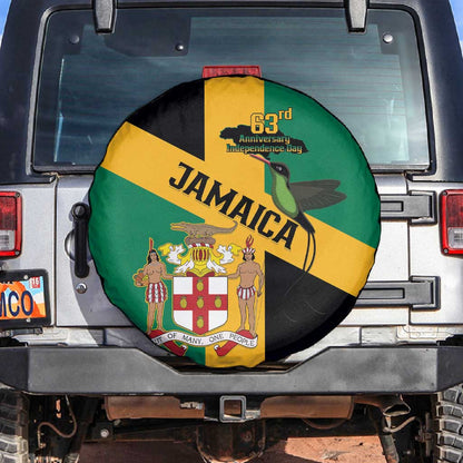 Happy Jumieka Independence Day Spare Tire Cover Coat Of Arms Flag Style