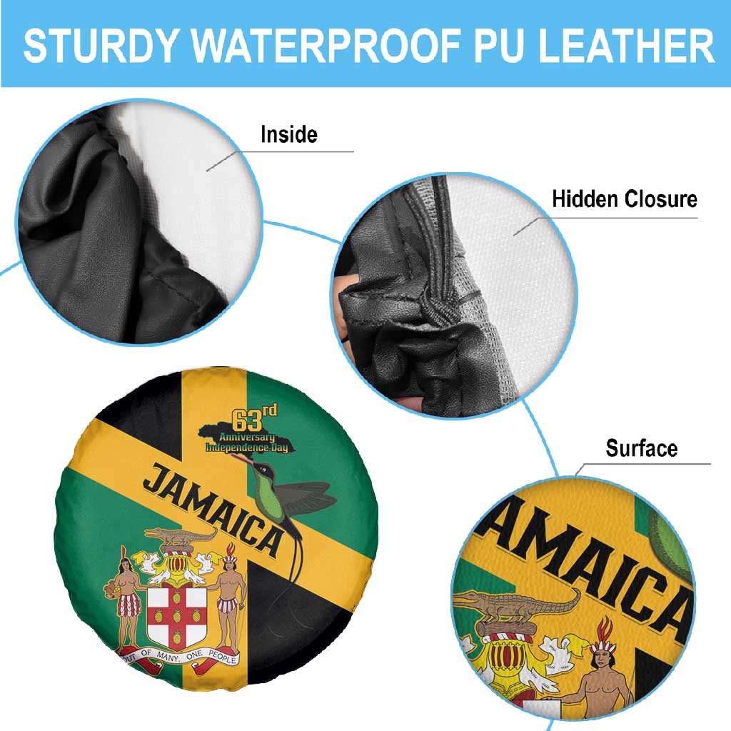 Happy Jumieka Independence Day Spare Tire Cover Coat Of Arms Flag Style