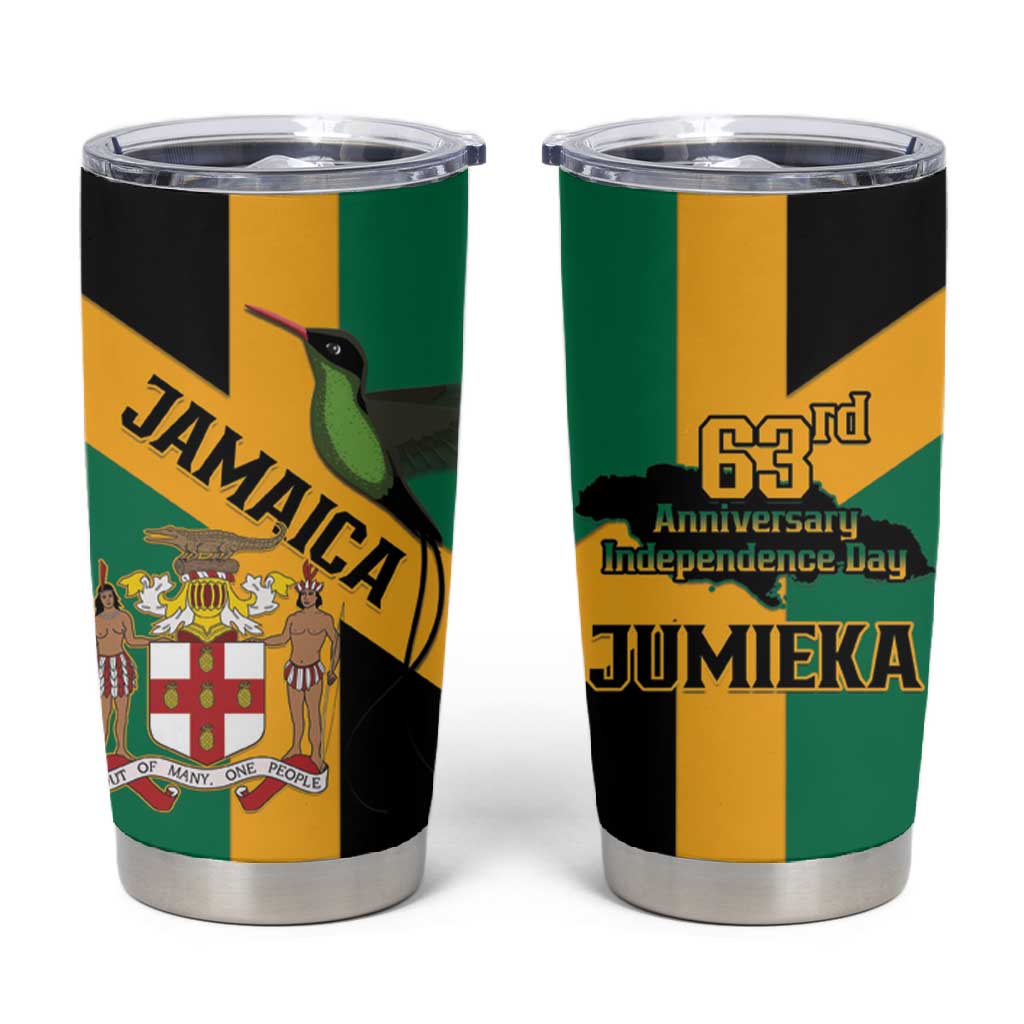 Happy Jumieka Independence Day Tumbler Cup Coat Of Arms Flag Style