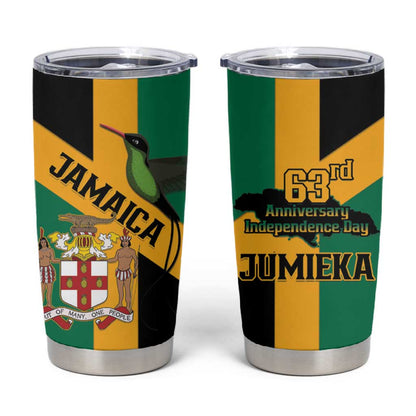 Happy Jumieka Independence Day Tumbler Cup Coat Of Arms Flag Style