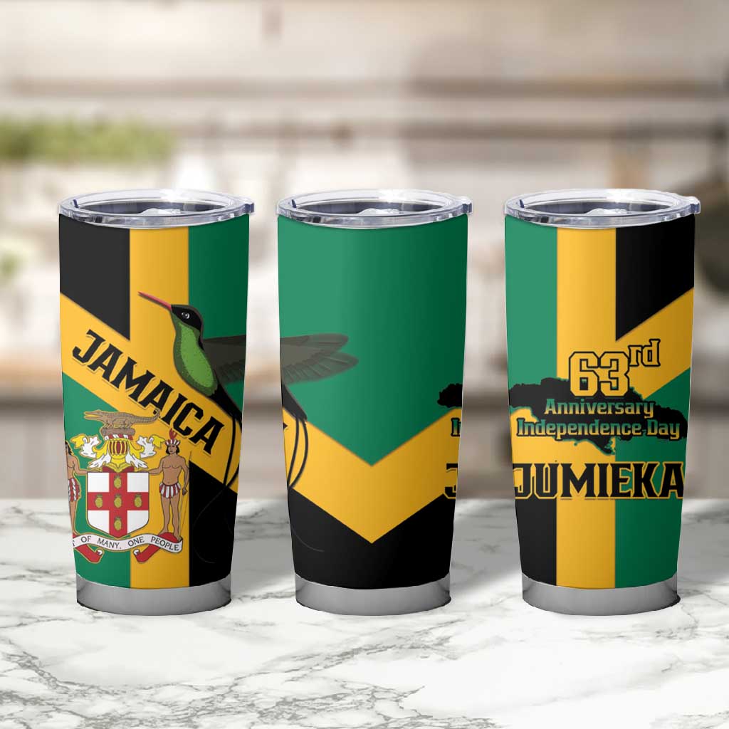 Happy Jumieka Independence Day Tumbler Cup Coat Of Arms Flag Style