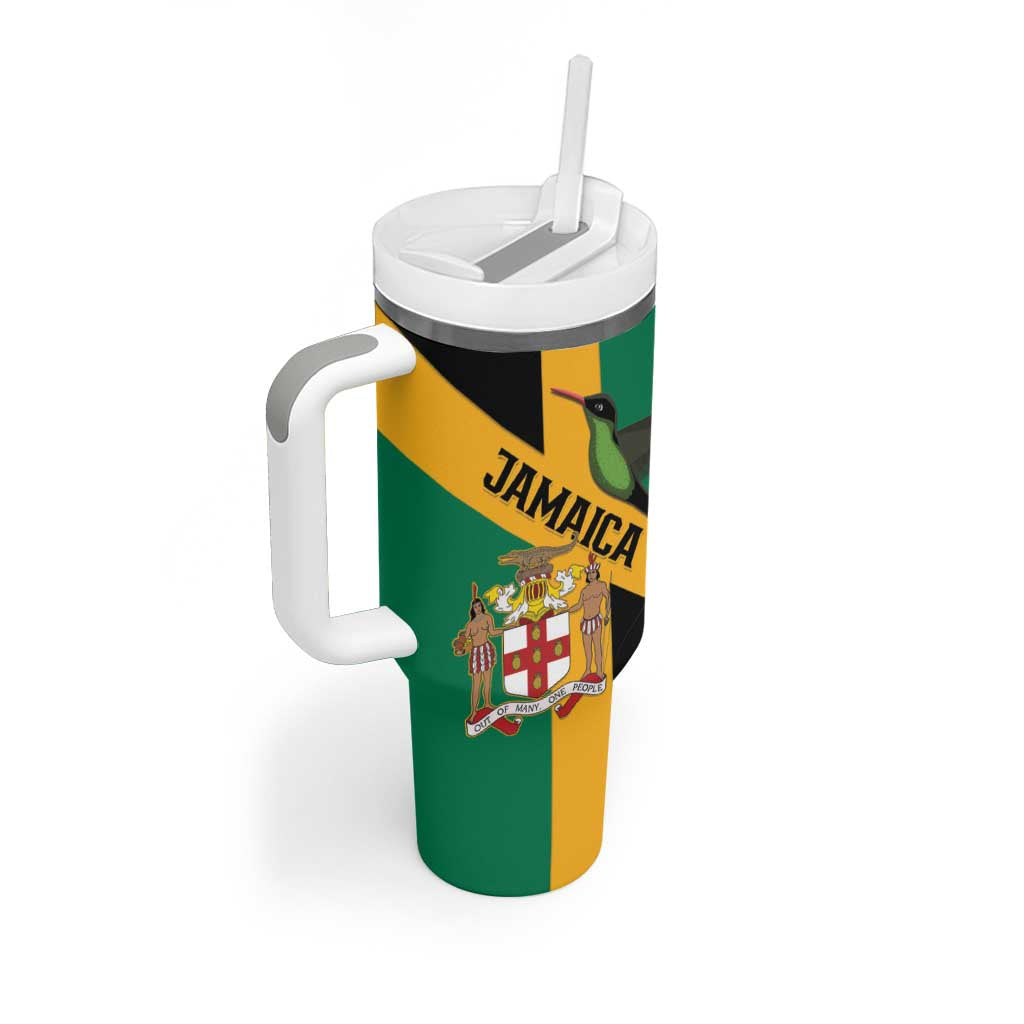 Happy Jumieka Independence Day Tumbler With Handle Coat Of Arms Flag Style