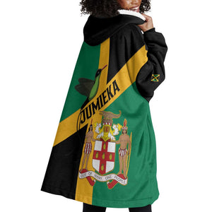 Happy Jumieka Independence Day Wearable Blanket Hoodie Coat Of Arms Flag Style