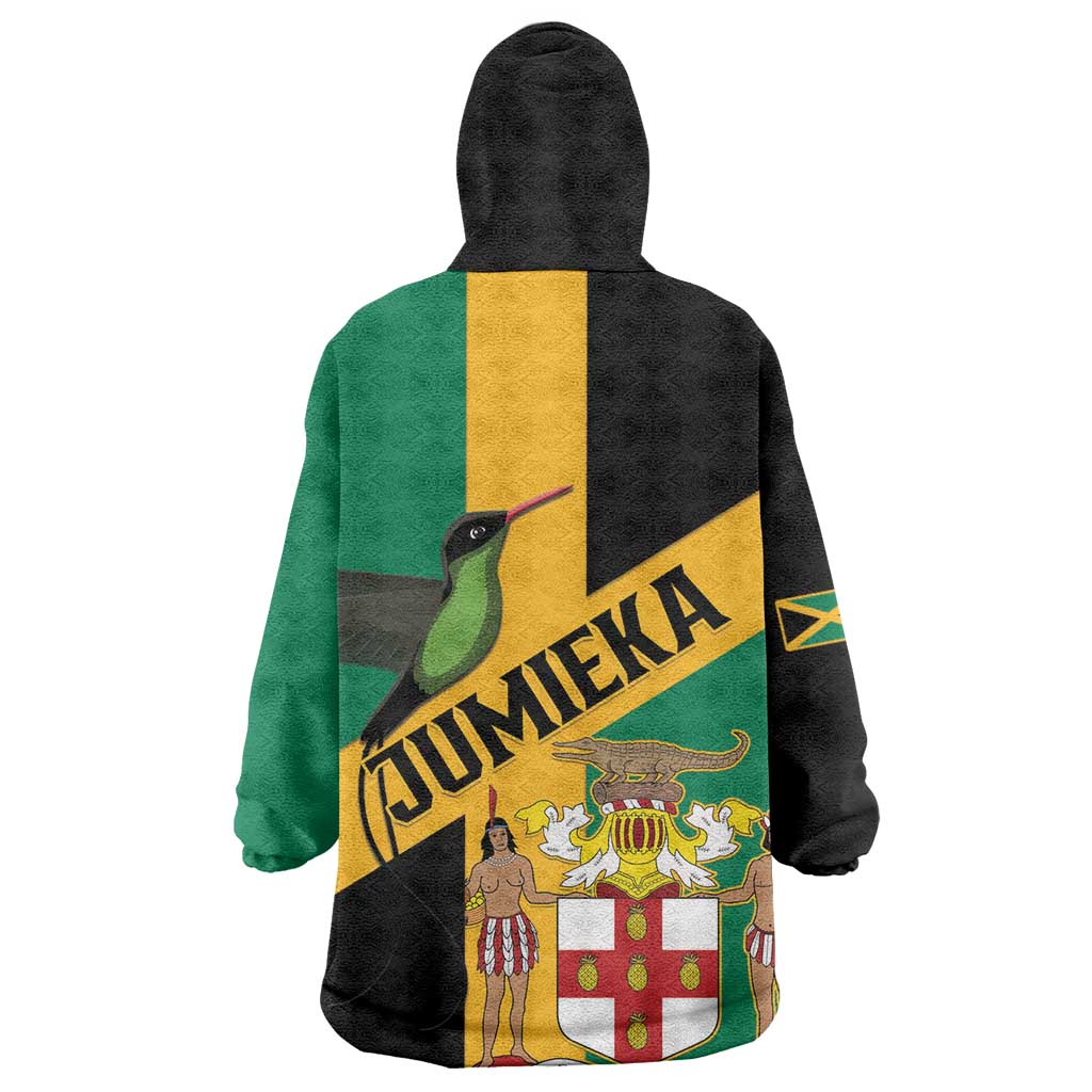 Happy Jumieka Independence Day Wearable Blanket Hoodie Coat Of Arms Flag Style
