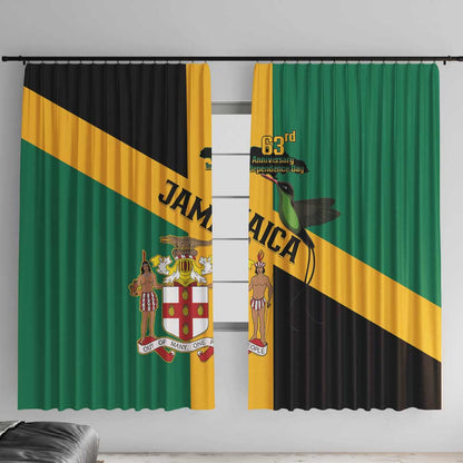 Happy Jumieka Independence Day Window Curtain Coat Of Arms Flag Style