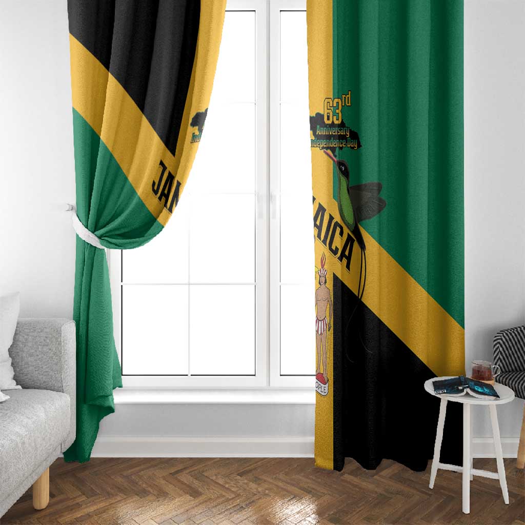 Happy Jumieka Independence Day Window Curtain Coat Of Arms Flag Style