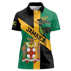 Happy Jumieka Independence Day Women Polo Shirt Coat Of Arms Flag Style