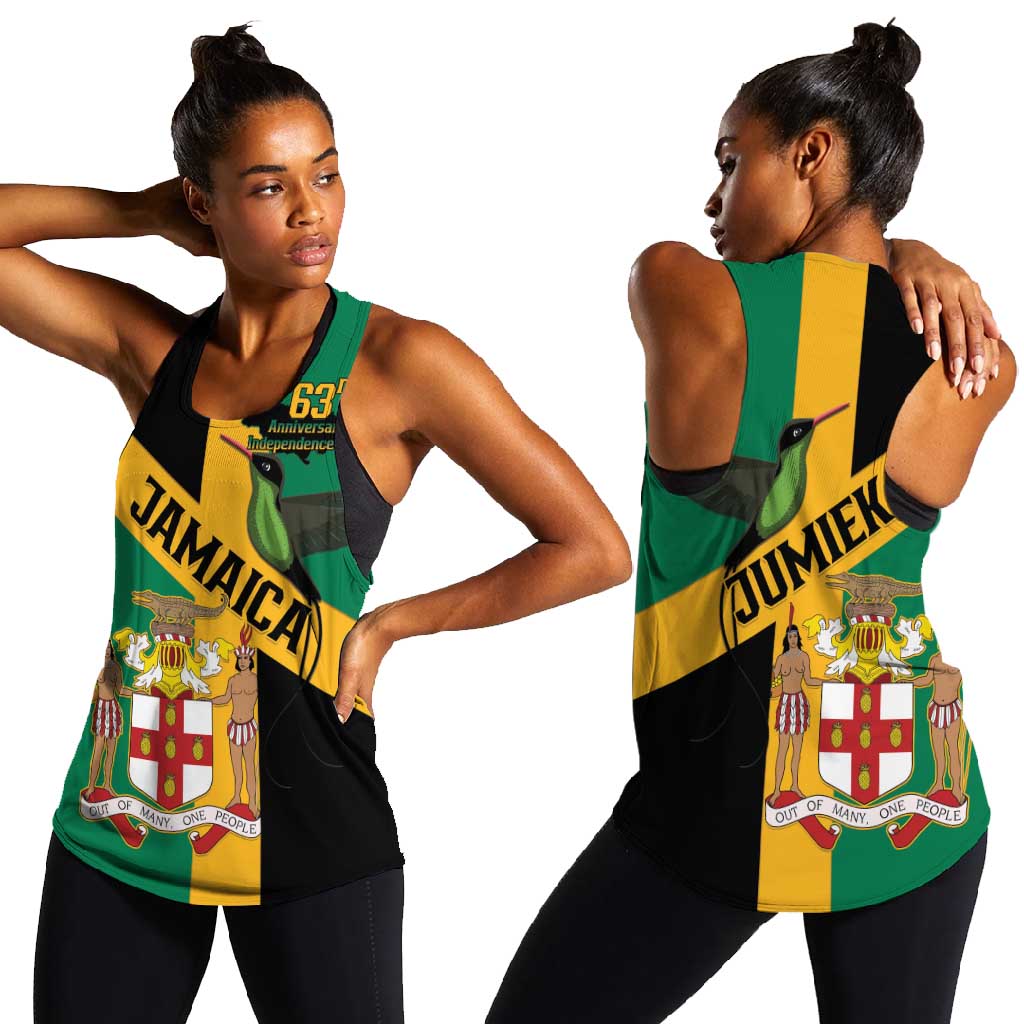 Happy Jumieka Independence Day Women Racerback Tank Coat Of Arms Flag Style