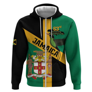 Happy Jumieka Independence Day Zip Hoodie Coat Of Arms Flag Style