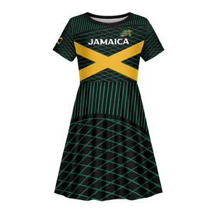 Jamaica Rugby Custom Kid Short Sleeve Dress Go Champions