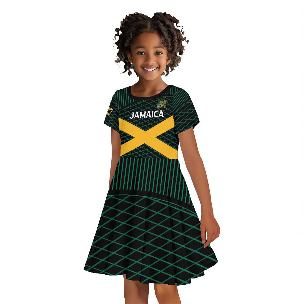 Jamaica Rugby Custom Kid Short Sleeve Dress Go Champions