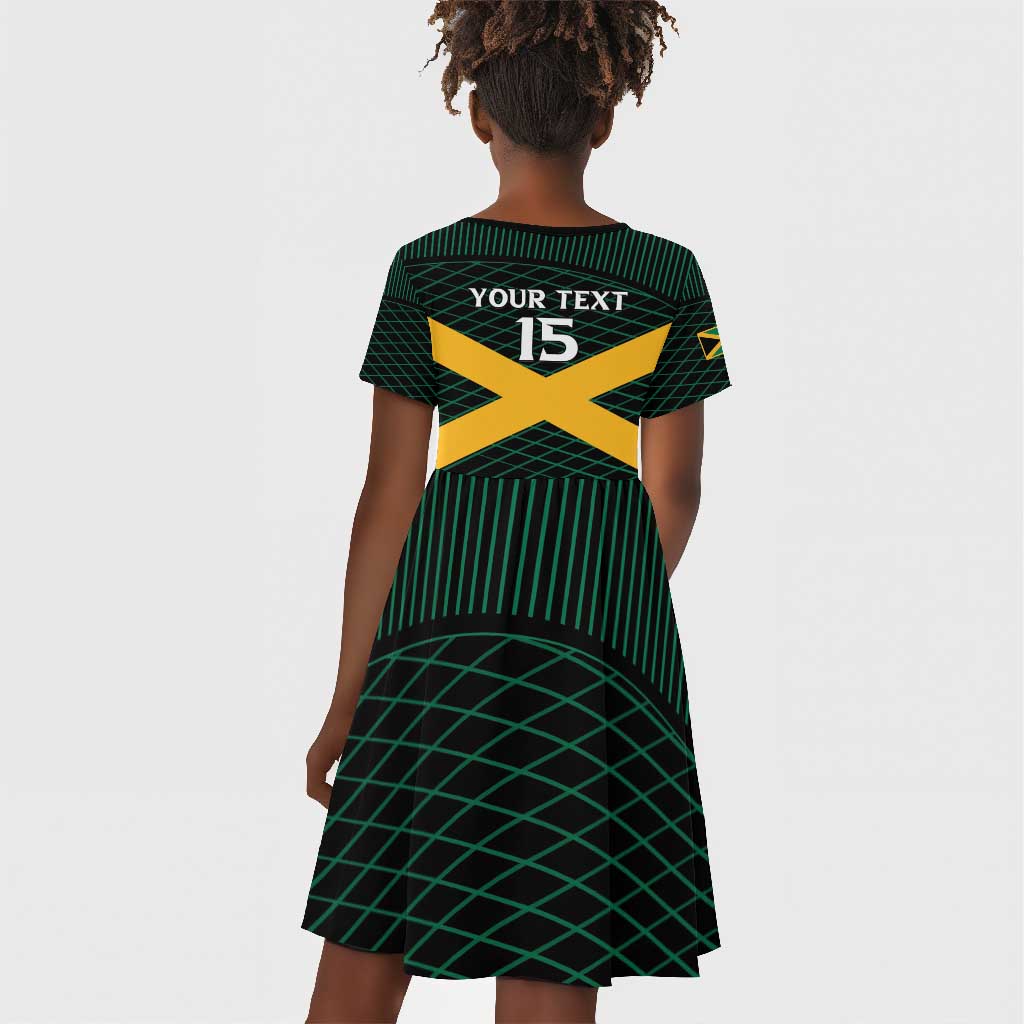 Jamaica Rugby Custom Kid Short Sleeve Dress Go Champions