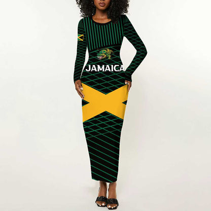Jamaica Rugby Custom Long Sleeve Bodycon Dress Go Champions