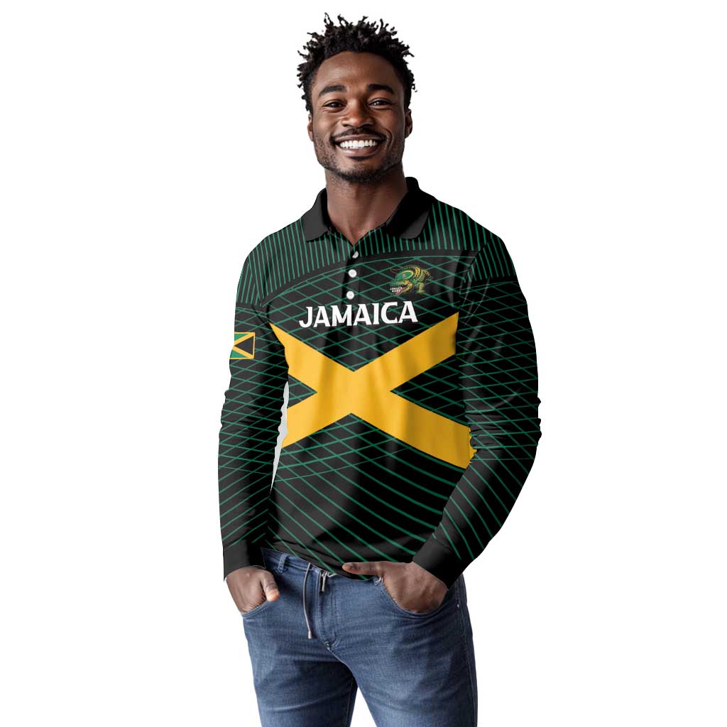Jamaica Rugby Custom Long Sleeve Polo Shirt Go Champions