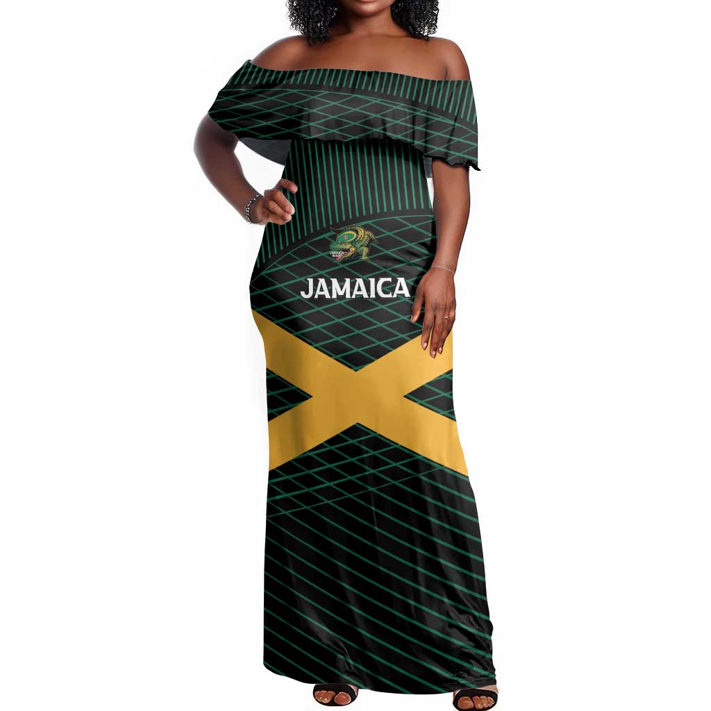 Jamaica Rugby Custom Off Shoulder Maxi Dress Go Champions