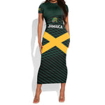 Jamaica Rugby Custom Short Sleeve Bodycon Dress Go Champions