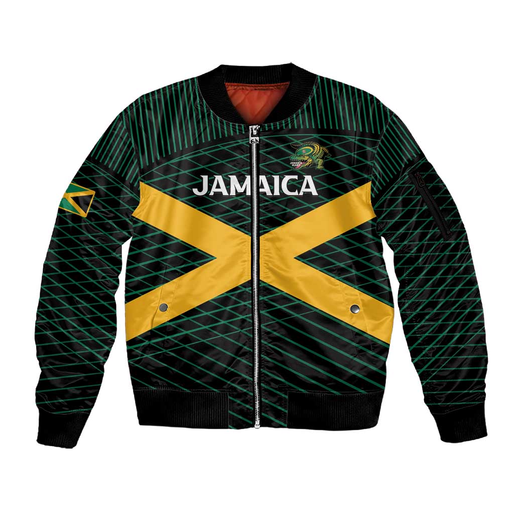 Jamaica Rugby Custom Sleeve Zip Bomber Jacket Go Champions